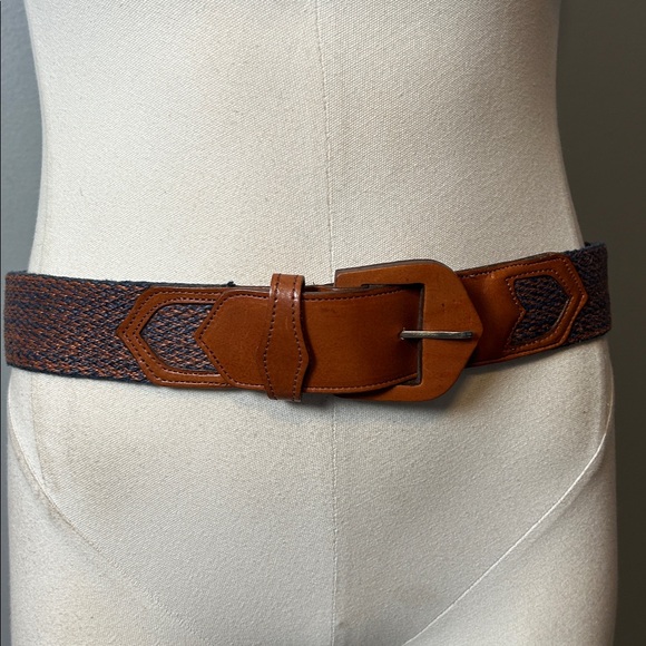 Vintage Ginnie Johansen Designs Inc. Dallas Brown and Blue Woven Leather Belt main image 11